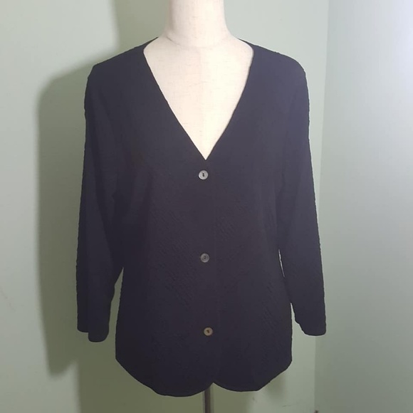 Effortless Style Sweaters - Effortless Style Black V-Neck Button Front